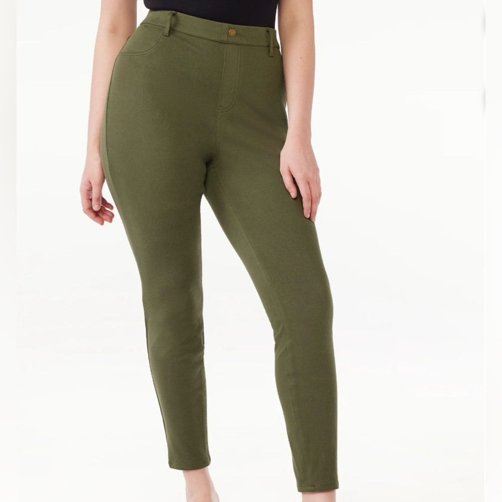 Time and Tru Green High Rise Jeggings, 29" Inseam, Sizes XXL